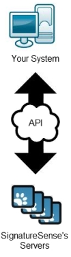A flowchart showing how your system communicates with SignatureSense servers via an API